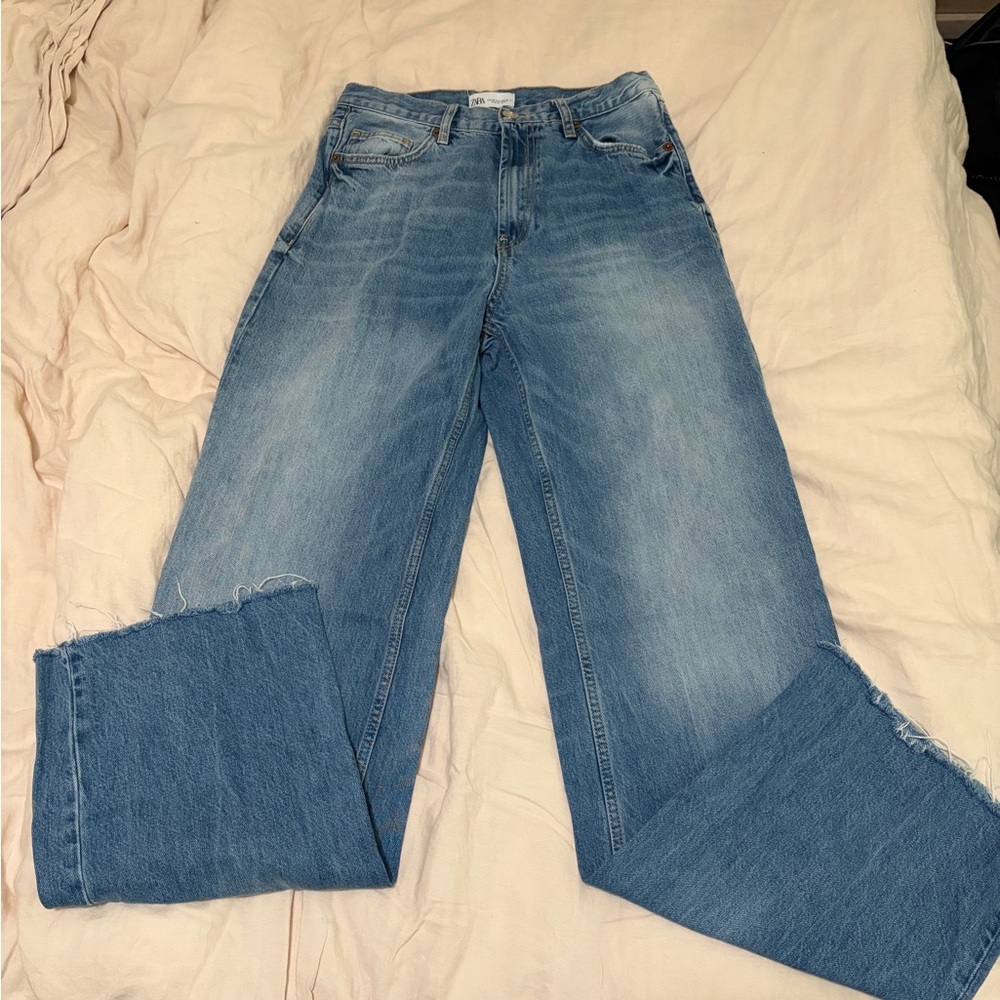 Zara Light Blue Wide Leg Jeans